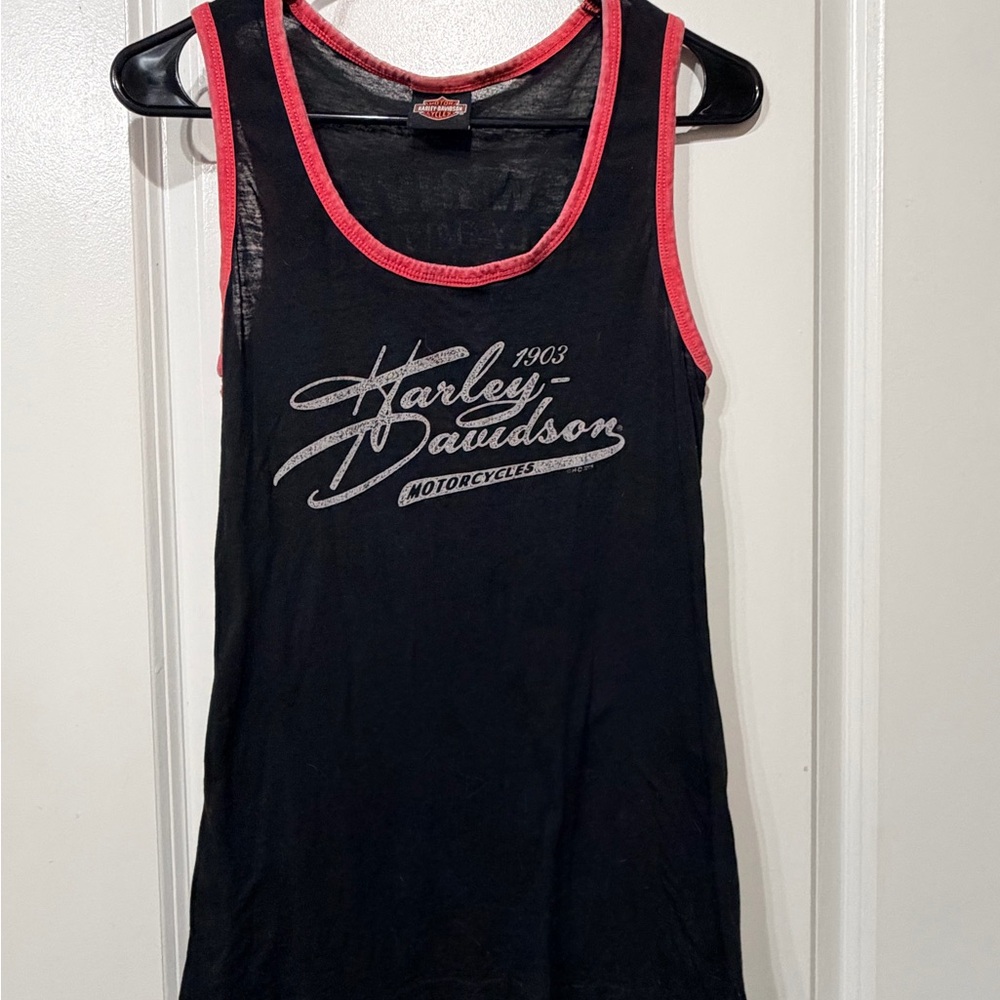 Harley-Davidson Black Tank Top with Red Trim